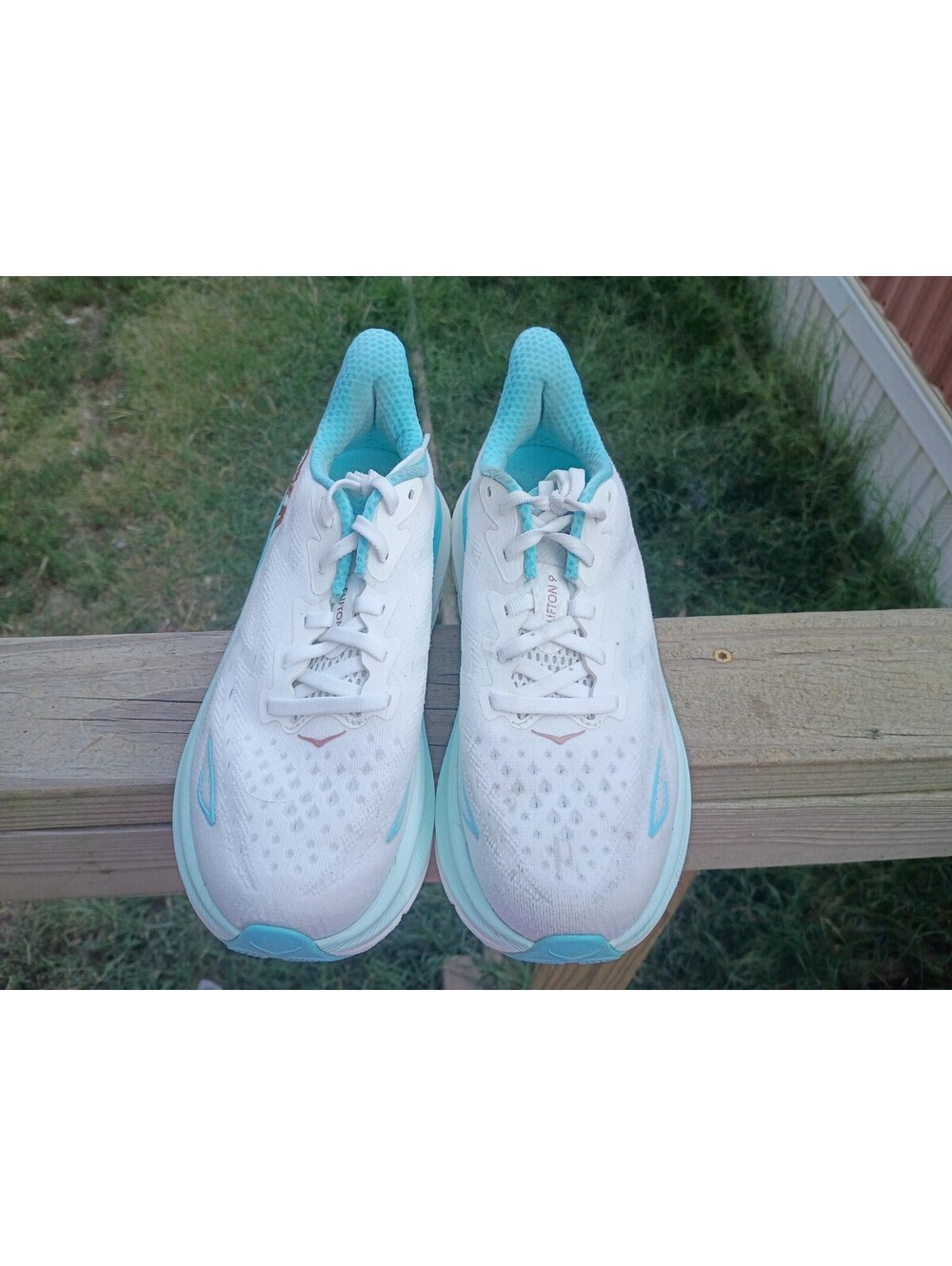 Hoka One One Women's Running Shoes Size 6.5B White and Light Blue - Picture 3 of 6